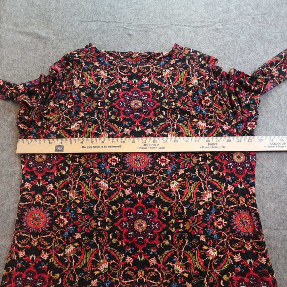 J Jill Dress Women Extra Large Red Floral Mandala Paisley Long Sleeve Knit - Picture 9 of 11